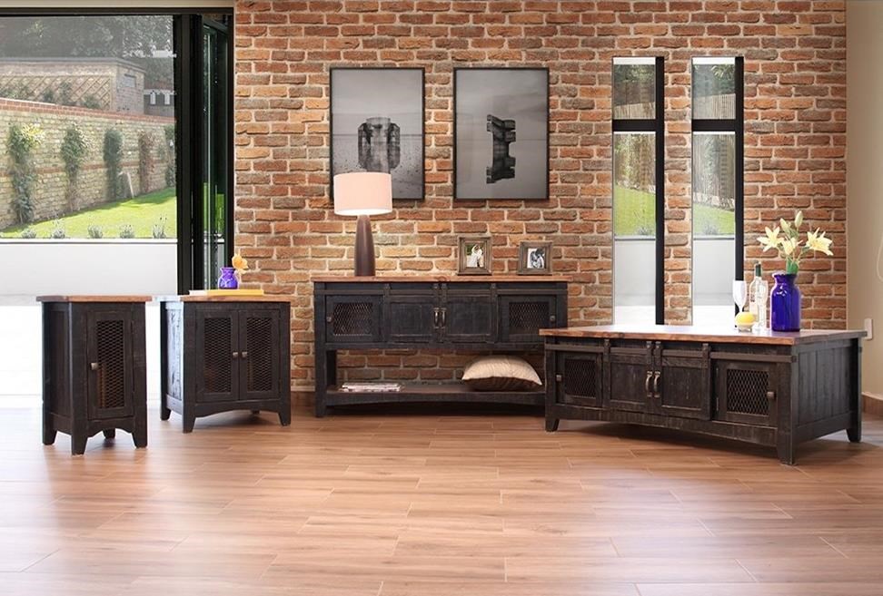 International Furniture Direct Pueblo IFD370SOFA Rustic Sofa Table with